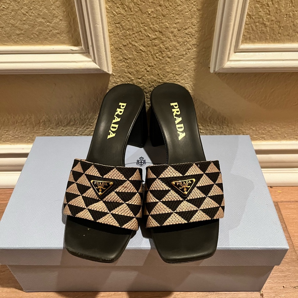 Prada Embroidered fabric sandals